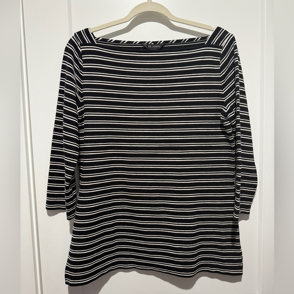 St. John 3/4 Sleeve Boat Stripe Knit Top  Size M Nautical 
Coastal Country Club